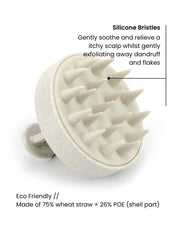 Exfoliating Scalp Brush. Silicone Bristles. Gently soothe and relieve an itchy scalp whilst gently exfoliating away dandruff. Made of 75% wheat straw + 26% POE (shell part).