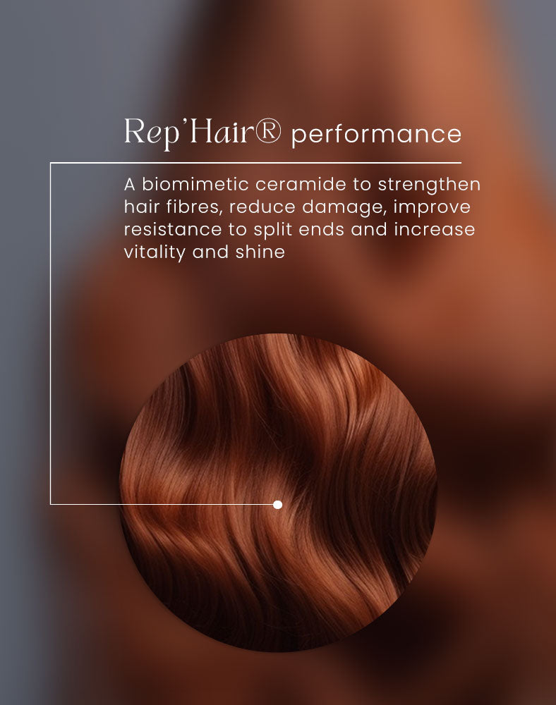Rep'Hair ® performance - A biomimetic ceramide to strengthen hair fibres, reduce damage, improve resistance to split ends and increase vitality and shine. Long healthy hair with soft waves.