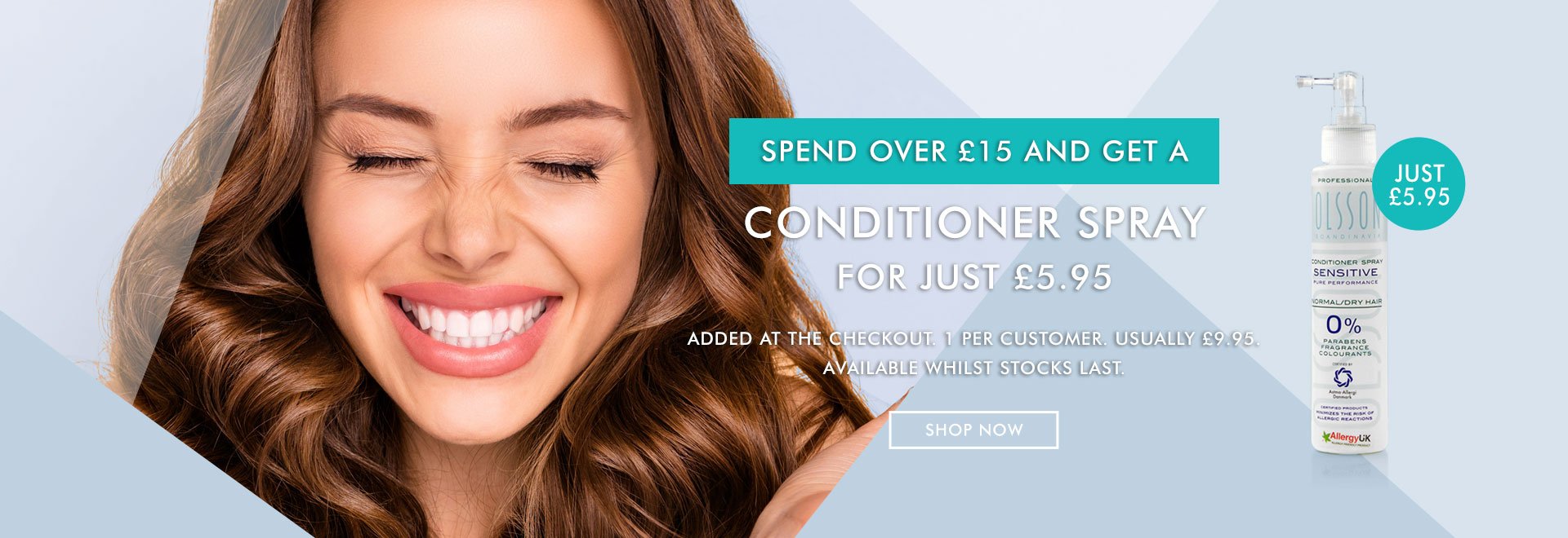 Free Delivery + Conditioner Spray for £5.95 on all orders.